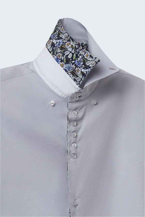 Chemise Homme Manche Courte Roma Iconic Popelin Stretch Gris