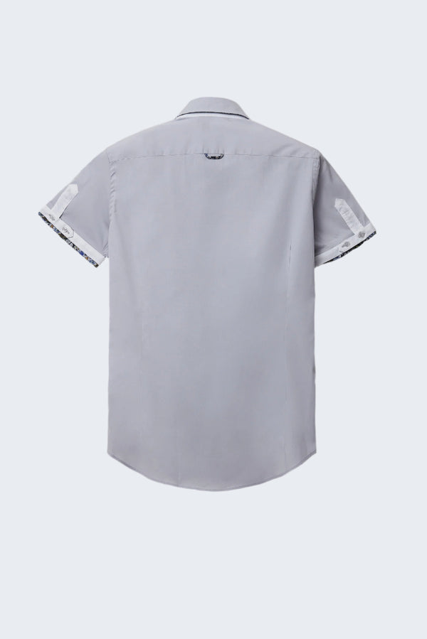 Chemise Homme Manche Courte Roma Iconic Popelin Stretch Gris