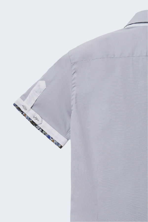 Chemise Homme Manche Courte Roma Iconic Popelin Stretch Gris