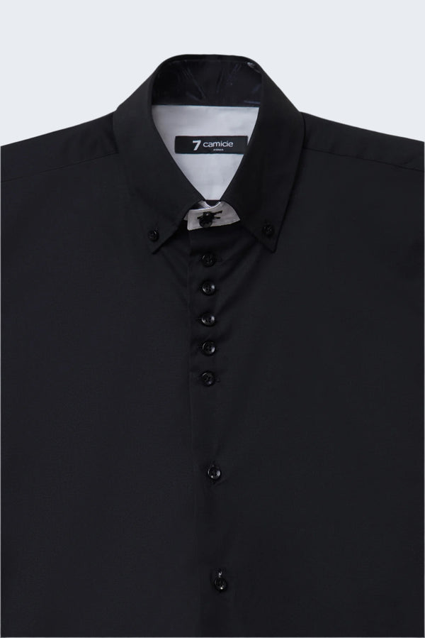 Chemise Homme Manche Courte Roma Iconic Popelin Stretch Noir