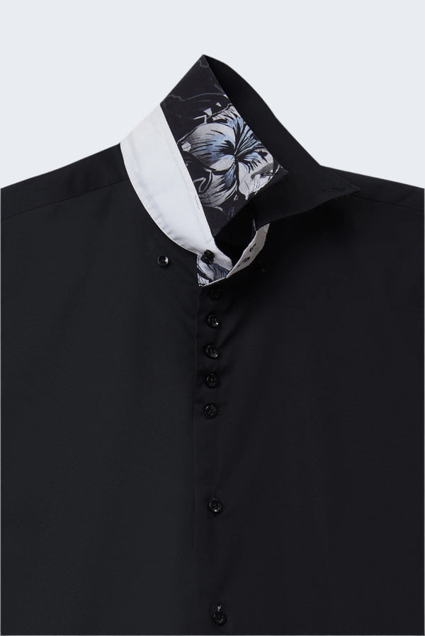 Chemise Homme Manche Courte Roma Iconic Popelin Stretch Noir