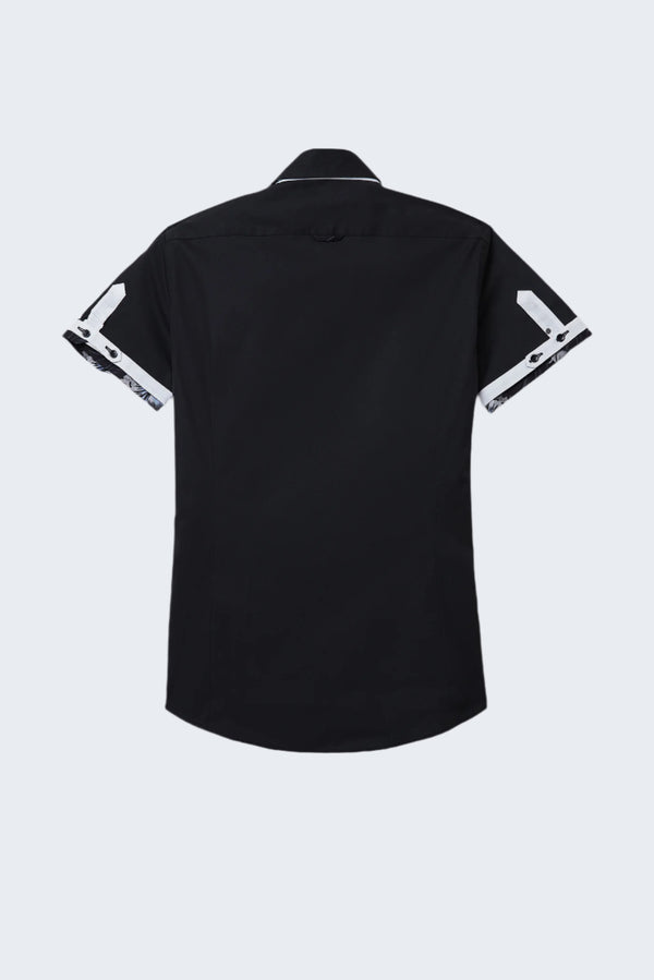 Chemise Homme Manche Courte Roma Iconic Popelin Stretch Noir