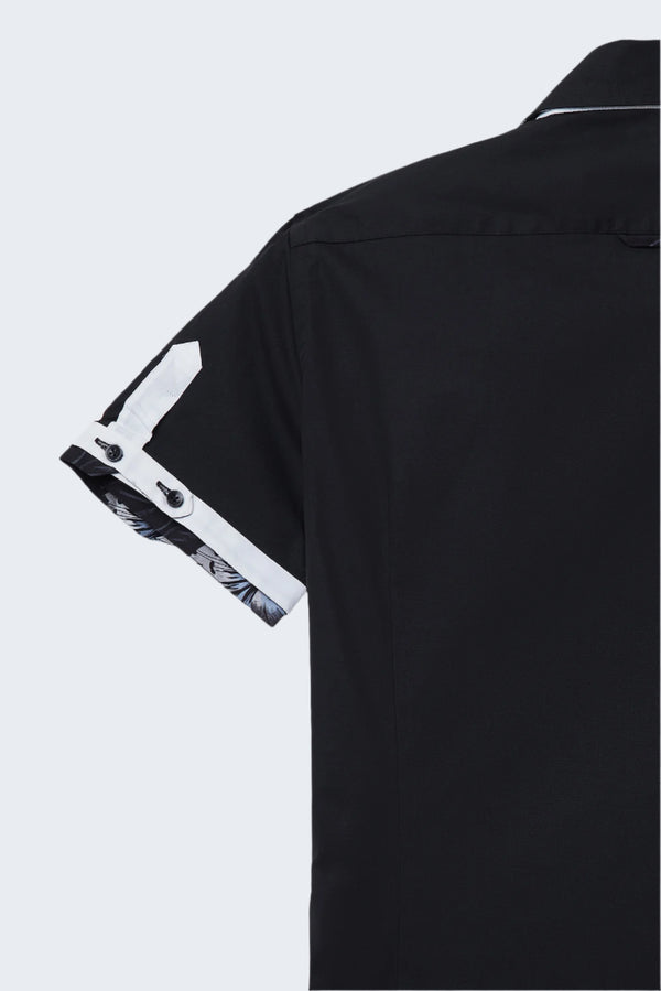 Chemise Homme Manche Courte Roma Iconic Popelin Stretch Noir