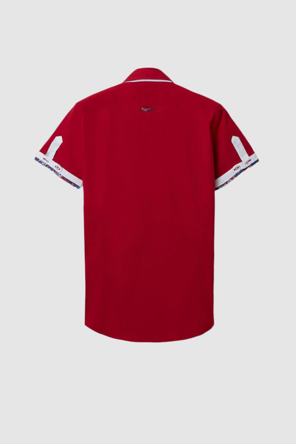 Camicia Uomo Manica Corta Roma Iconic Popelin Stretch Rosso