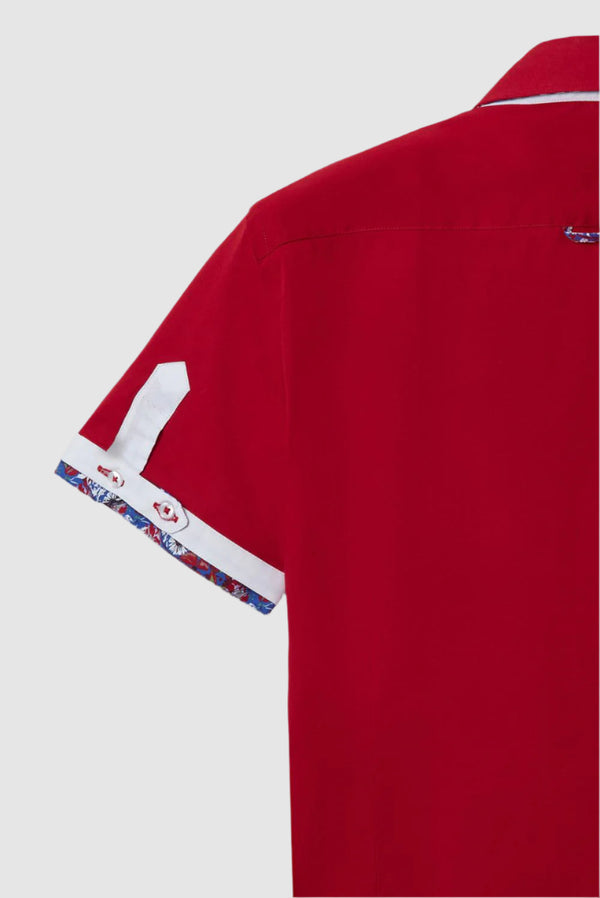 Camicia Uomo Manica Corta Roma Iconic Popelin Stretch Rosso