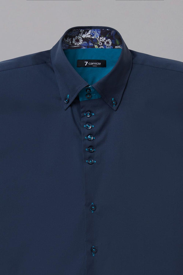 Chemise Homme Manche Courte Roma Iconic Popelin Stretch Bleu