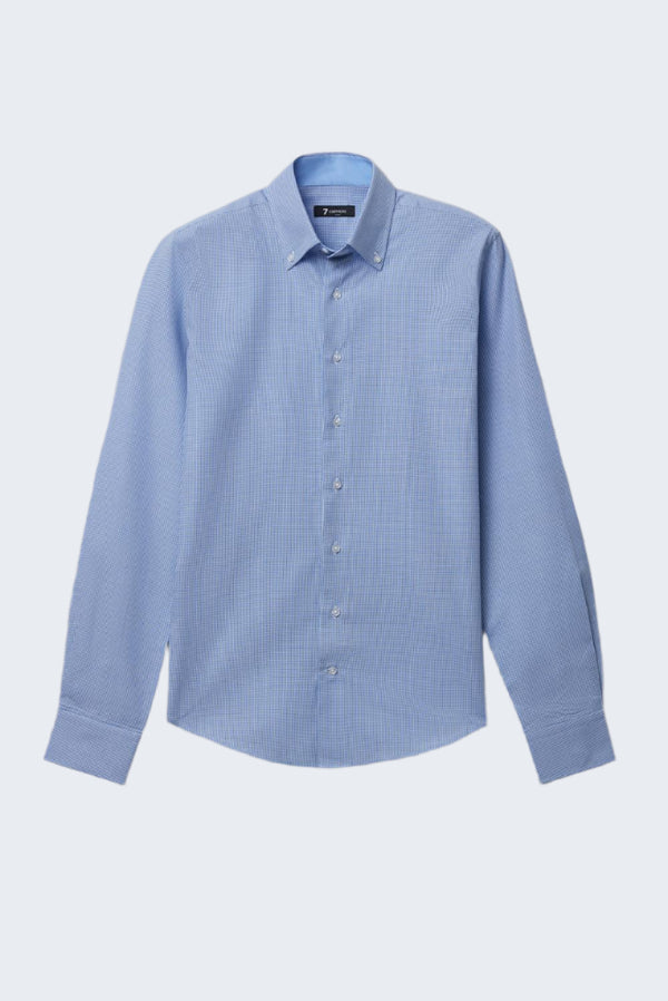 Camisa Hombre Roma Sport Jacquard Blanco Azul Claro