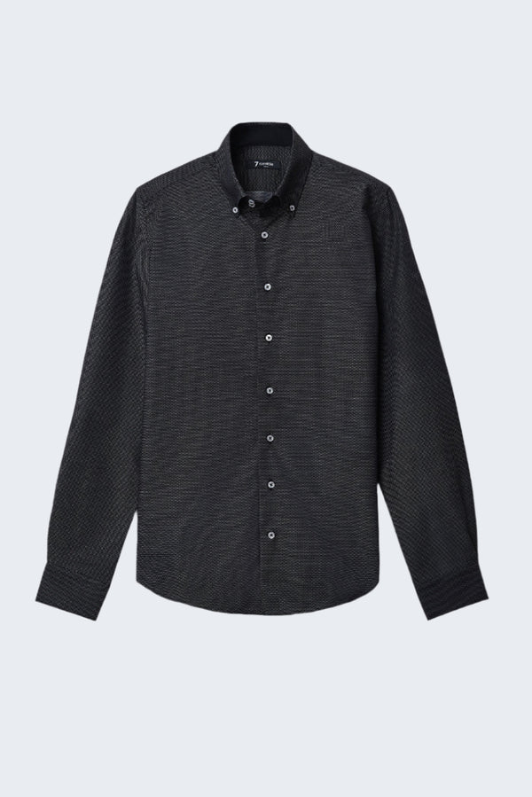 Camicia Uomo Roma Sport Jacquard Nero Bianco