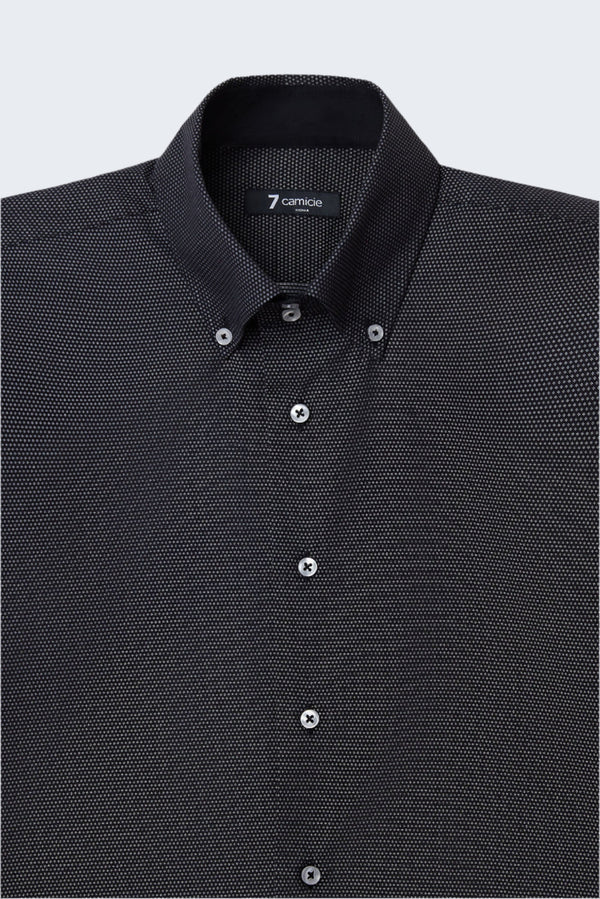 Camicia Uomo Roma Sport Jacquard Nero Bianco