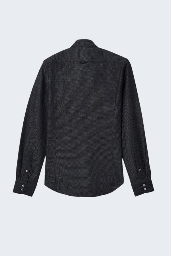 Camicia Uomo Roma Sport Jacquard Nero Bianco