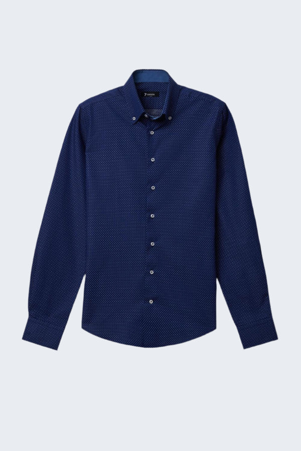 Camicia Uomo Roma Sport Jacquard Blu Bianco