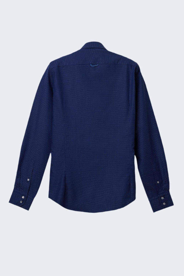 Camicia Uomo Roma Sport Jacquard Blu Bianco