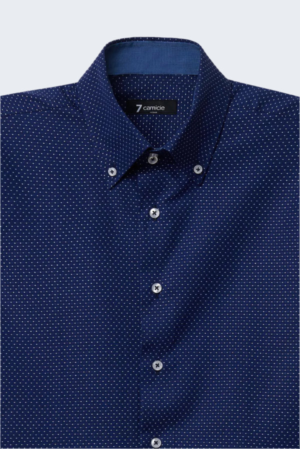 Camicia Uomo Roma Sport Jacquard Blu Bianco