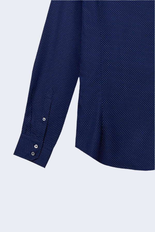 Camicia Uomo Roma Sport Jacquard Blu Bianco