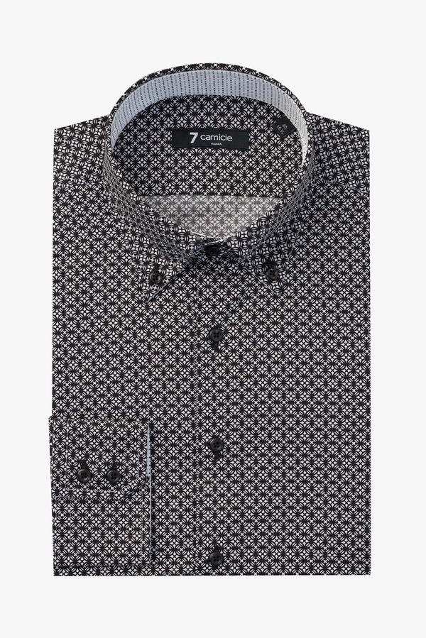 Camisa Hombre Roma Sport Popelin Negro Blanco