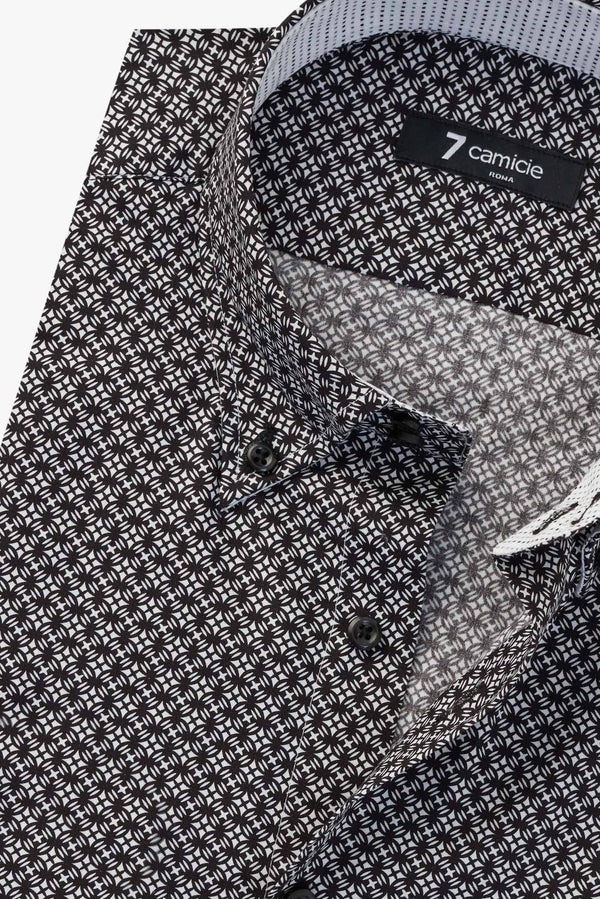 Camisa Hombre Roma Sport Popelin Negro Blanco