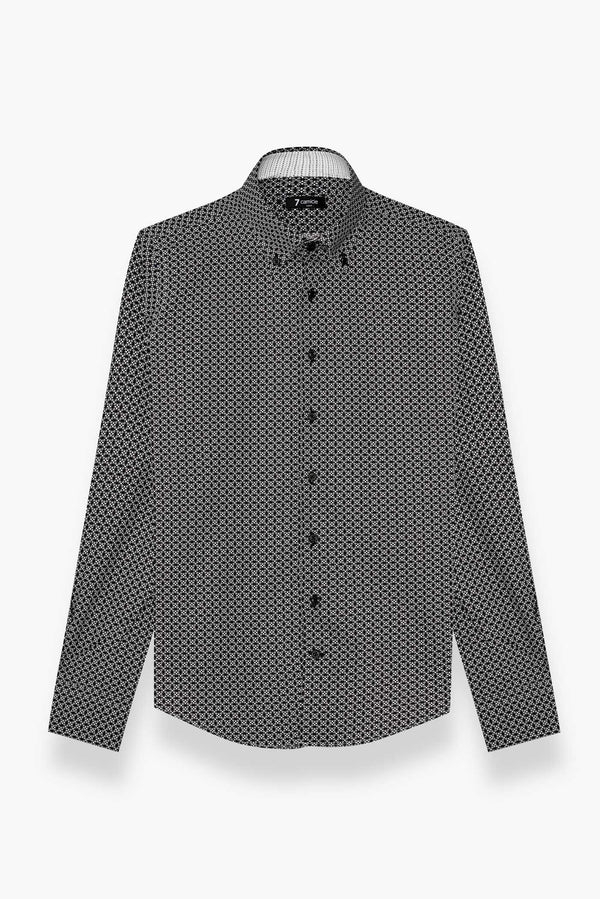 Camicia Uomo Roma Sport Popelin Nero Bianco