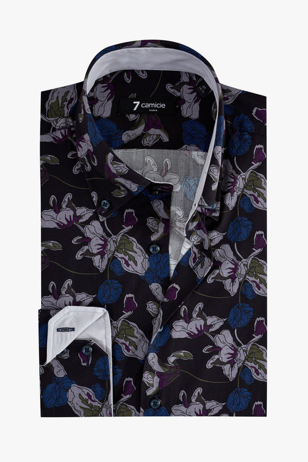 Chemise Homme Roma Sport Popelin Bleu Violet