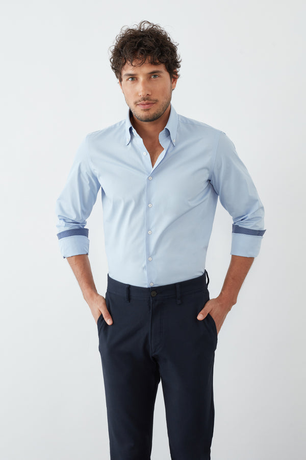 Chemise Homme Roma Sport Popelin Stretch Bleu clair
