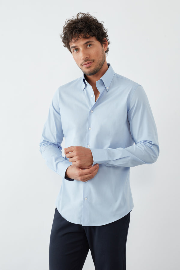Chemise Homme Roma Sport Popelin Stretch Bleu clair