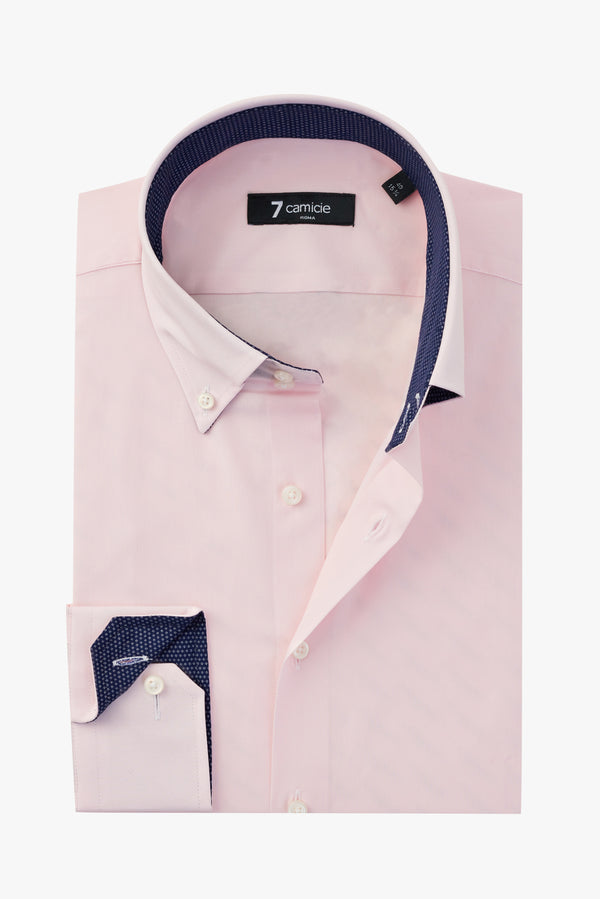 Camicia Uomo Roma Sport Popelin Stretch Rosa