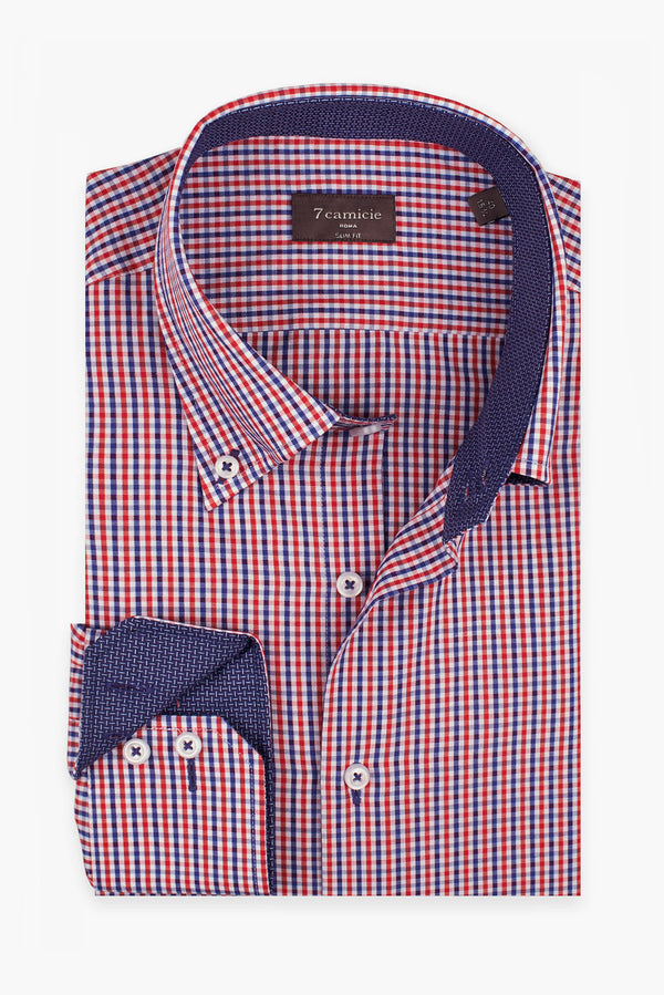Roma Sport Poplin Man Shirt Blue Red