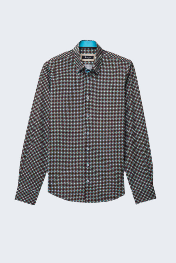 Camisa Hombre Roma Iconic Popelin Marron Blanco