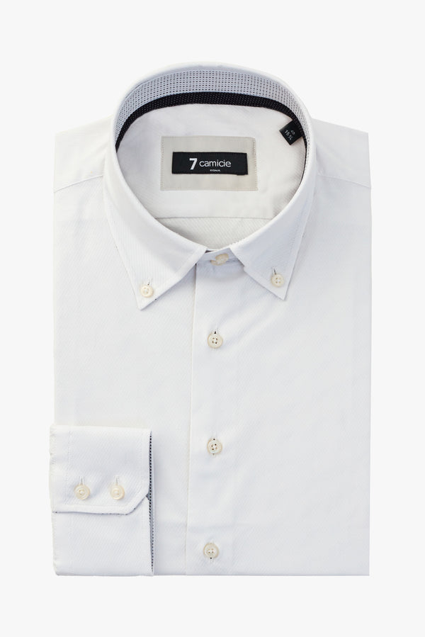 Camicia Uomo Roma Iconic Jacquard Bianco