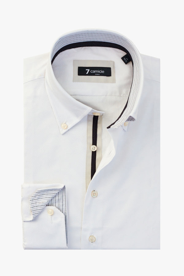 Camicia Uomo Roma Iconic Jacquard Bianco