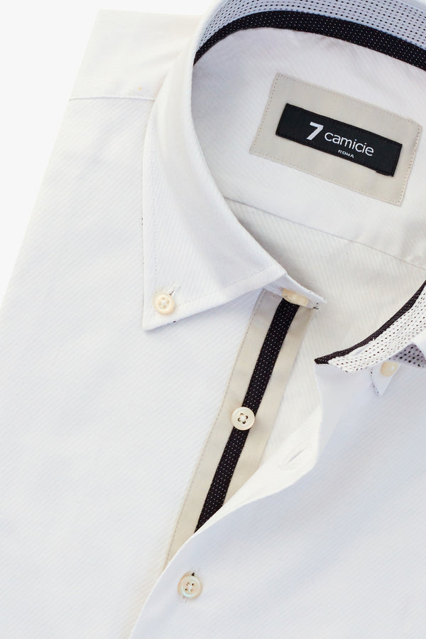 Camicia Uomo Roma Iconic Jacquard Bianco