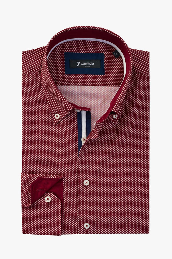 Camisa Hombre Roma Iconic Popelin Rojo Blanco
