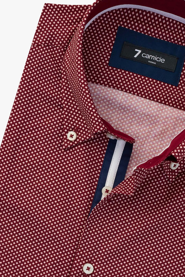 Camisa Hombre Roma Iconic Popelin Rojo Blanco