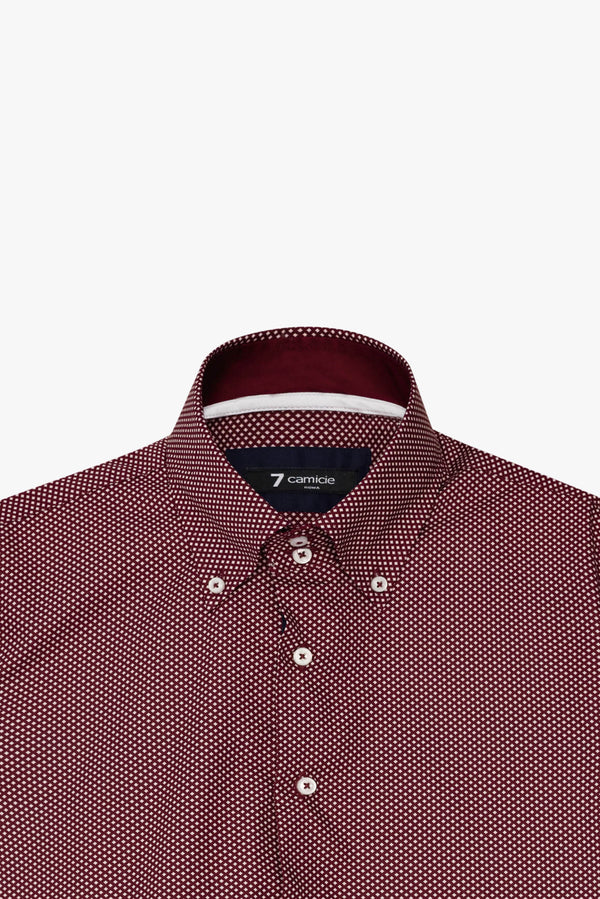 Camicia Uomo Roma Iconic Popelin Rosso Bianco