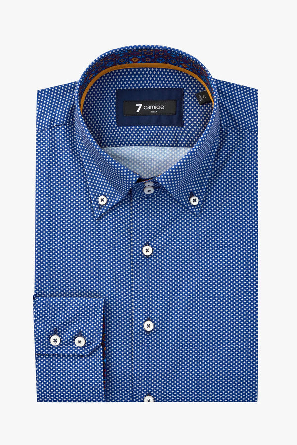 Camisa Hombre Roma Iconic Popelin Azul Gris
