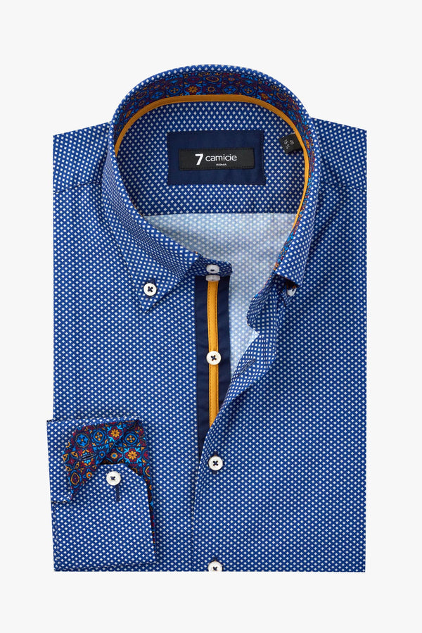 Camisa Hombre Roma Iconic Popelin Azul Gris