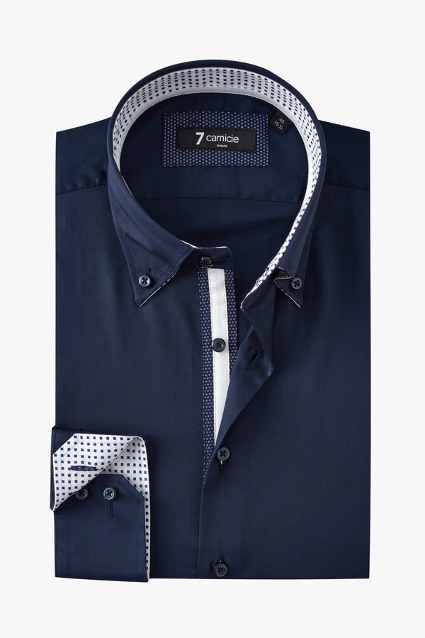 Camicia Uomo Roma Iconic Satin Blu