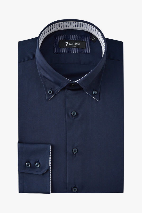 Camicia Uomo Roma Iconic Satin Blu