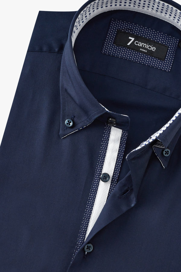 Camicia Uomo Roma Iconic Satin Blu