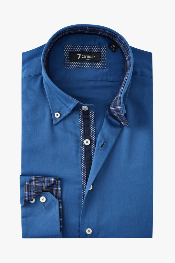Camicia Uomo Roma Iconic Satin Blu