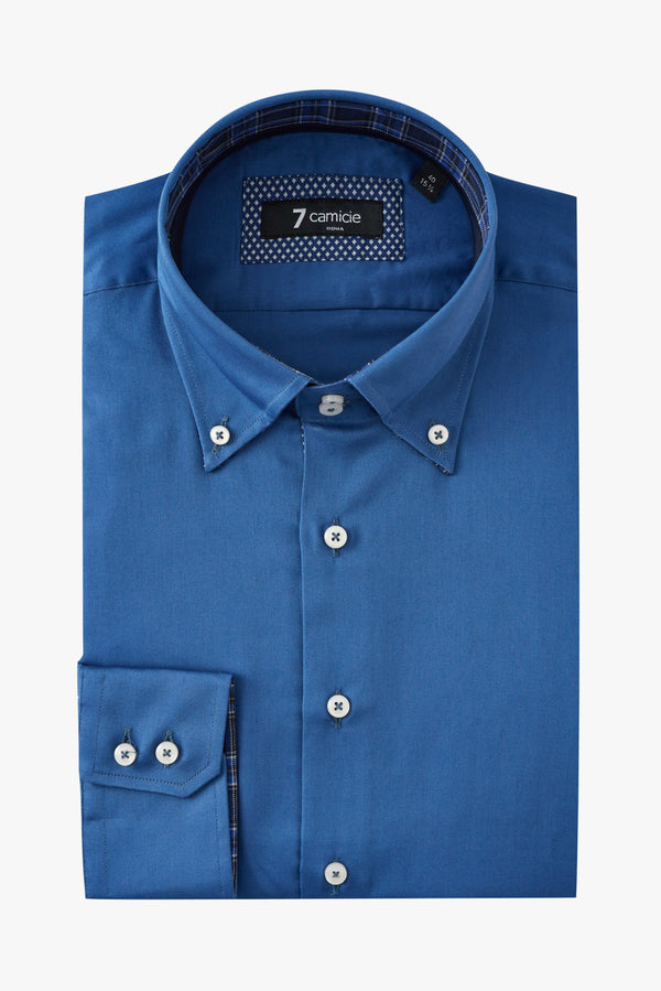 Camicia Uomo Roma Iconic Satin Blu