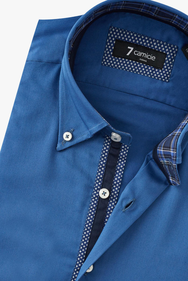 Camicia Uomo Roma Iconic Satin Blu