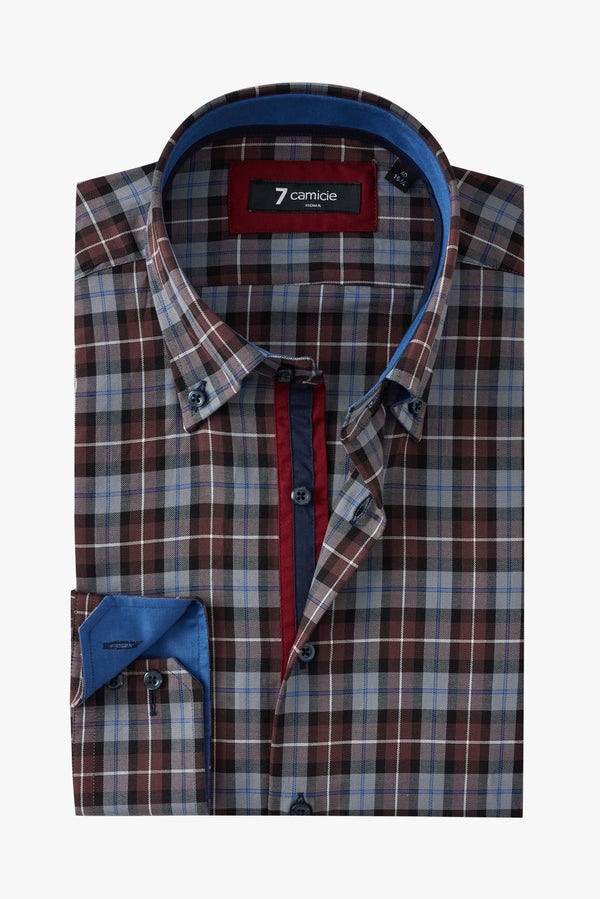 Chemise Homme Roma Iconic Twill Rouge Noir