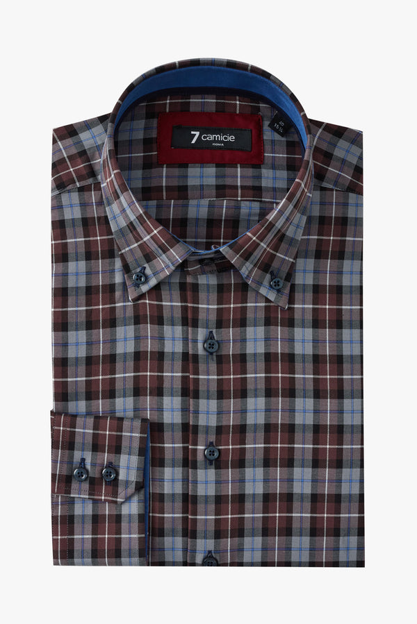 Camicia Uomo Roma Iconic Twill Rosso Nero