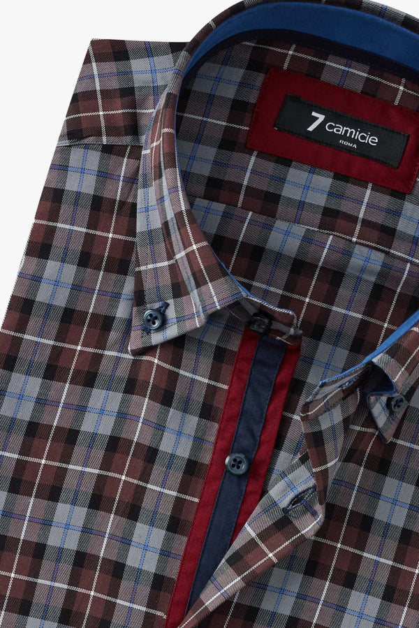 Camisa Hombre Roma Iconic Twill Rojo Negro