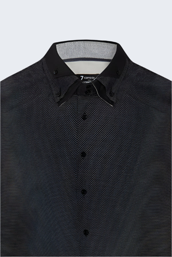 Vesuvio Iconic Jaquard Man Shirt Black White