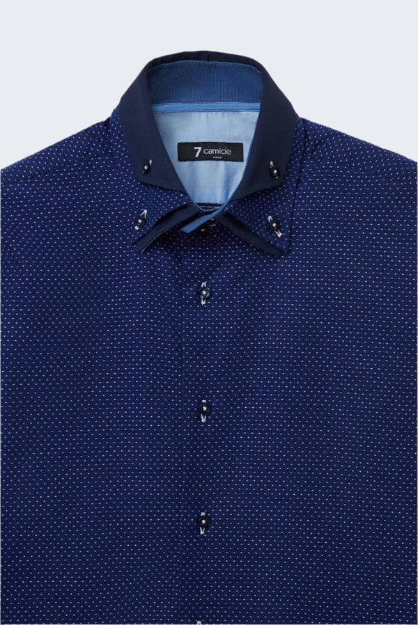 Vesuvio Iconic Jaquard Man Shirt Blue White