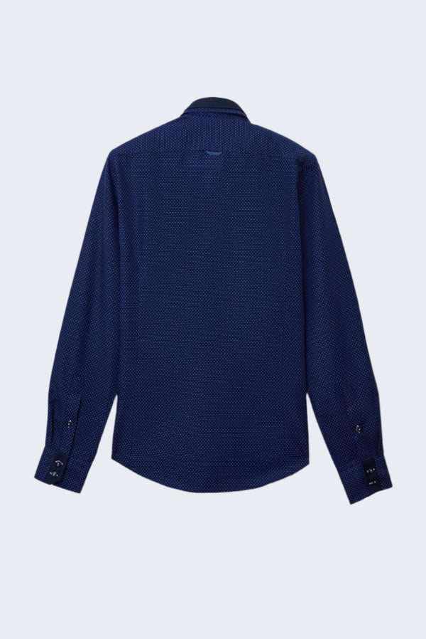 Vesuvio Iconic Jaquard Man Shirt Blue White