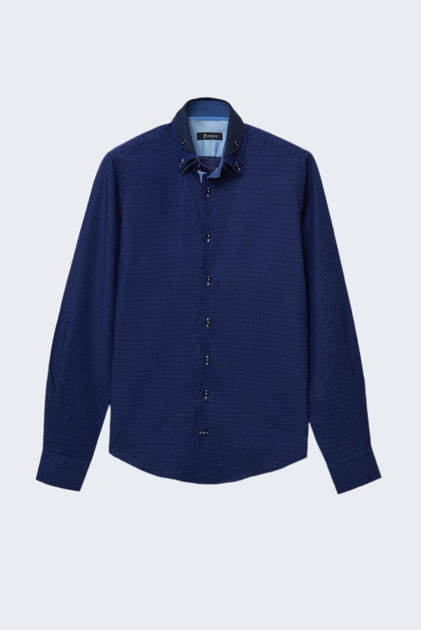 Vesuvio Iconic Jaquard Man Shirt Blue White