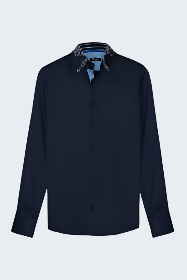 Camicia Uomo Vesuvio Iconic Satin Blu