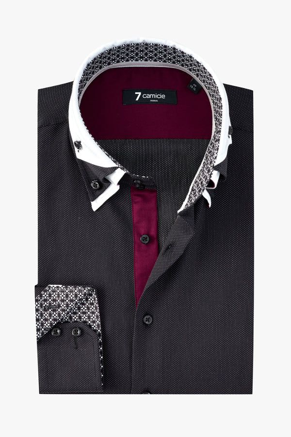 Camisa Hombre Vesuvio Iconic Popelin Negro Blanco